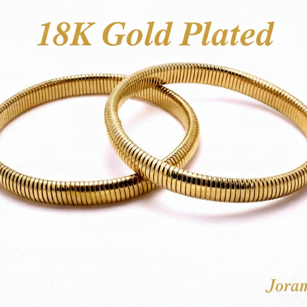 18K Gold Plated Stainless Steel Stretch Bracelet | Patterson Jewelry